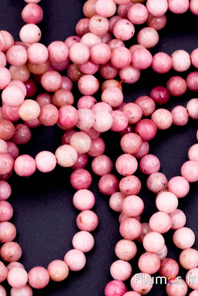 Perles en rhodonite - Ø 4 mm, trou 1 mm - rose